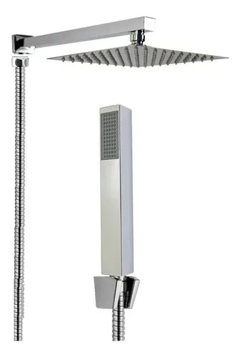 Ducha Quadrada Inox 20x20 Cm Com Desviador E Ducha De Mão