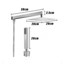 Ducha Quadrada Inox 20x20 Cm Com Desviador E Ducha De Mão