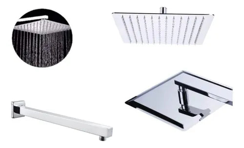 Ducha Quadrada Inox 20x20 Cm Com Desviador E Ducha De Mão